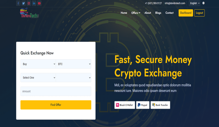 Cryptocurrency Exchange PHP Script - DoridroTech.Com